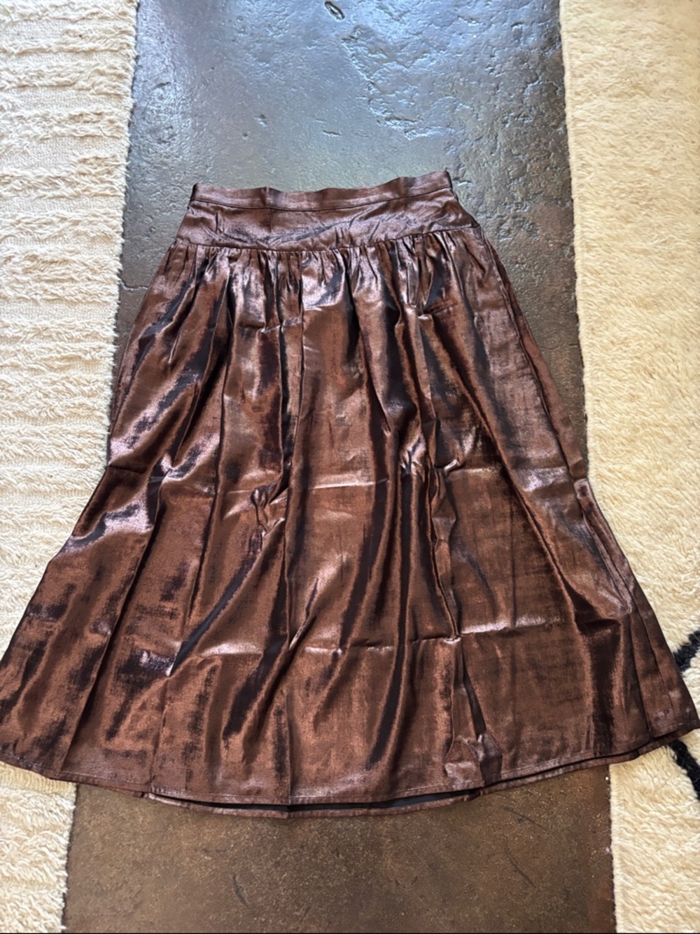NEW Banana Republic Metallic Brown A-Line Midi Skirt
